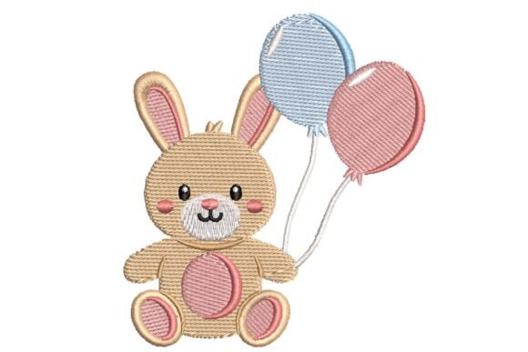 Bunny with Balloons: A Playful Embroidery Pick for Small Shop Sellers