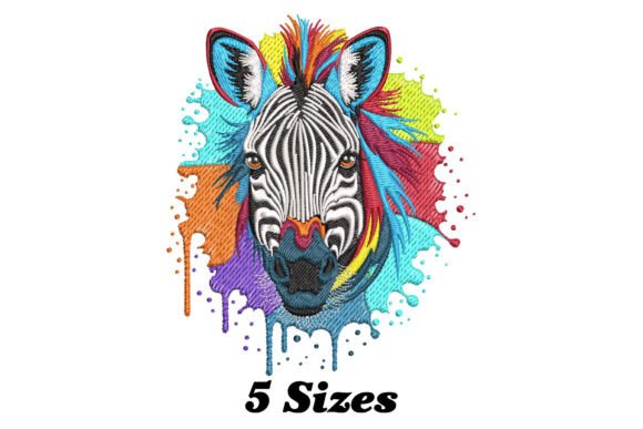 Colorful Zebra Splash: A Playful Holiday Embroidery Design
