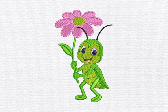 Grasshopper with Flower: A Playful, Versatile Design for Small Business Merch