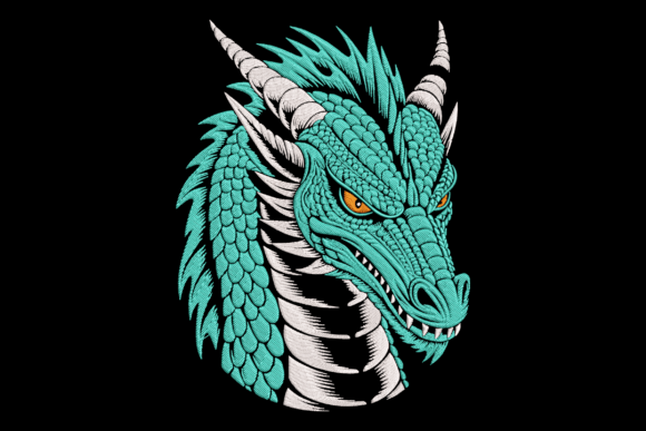 Majestic Dragon Head Embroidery Design