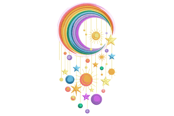 Rainbow Moon & Hanging Star Embroidery Design Review