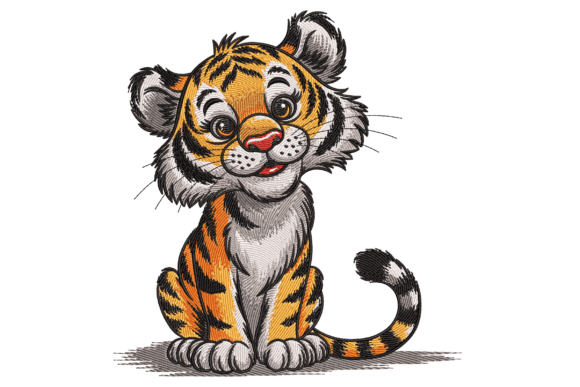 Smiling Baby Tiger: A Playful Touch for Business Embroidery